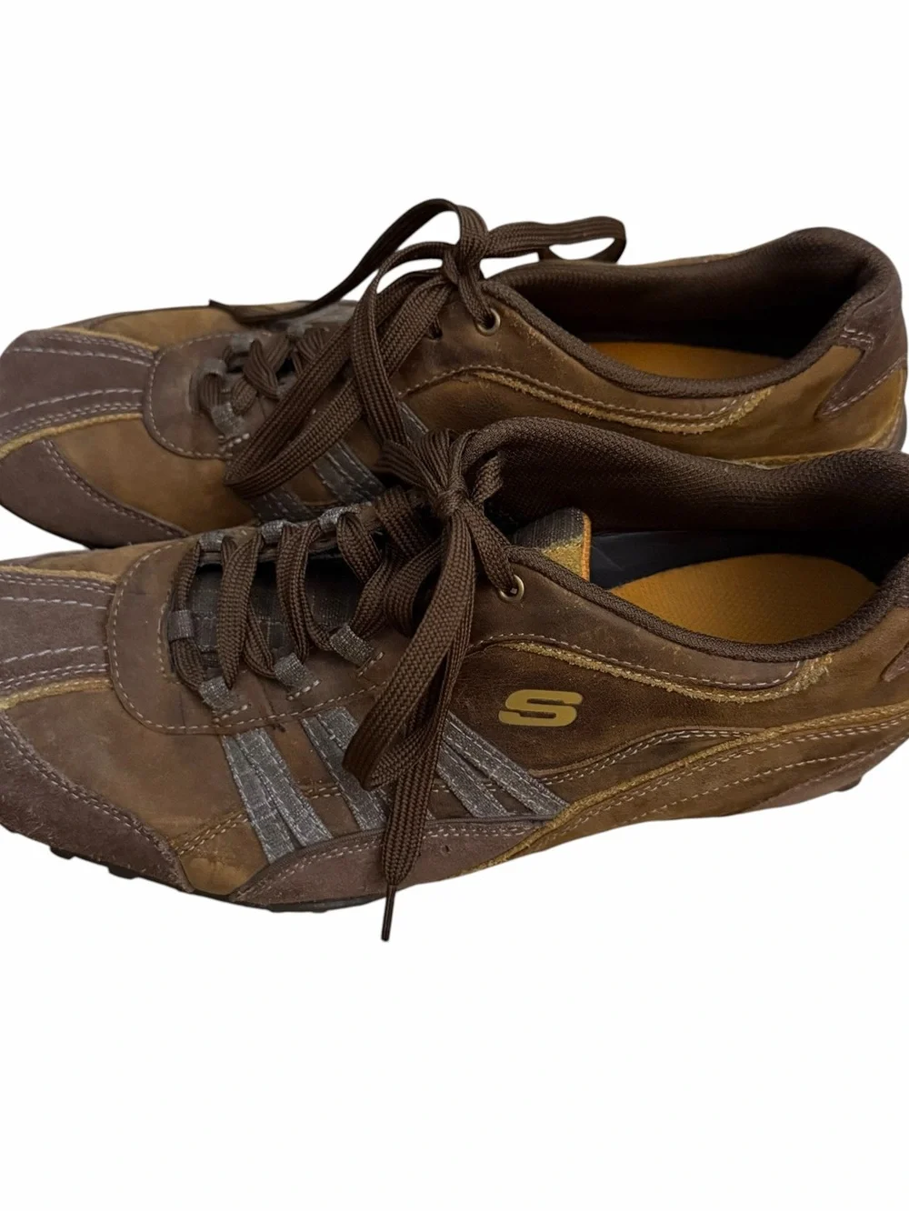 Skechers Men's Brown and Dark Brown Lace-Up Athletic Sneakers